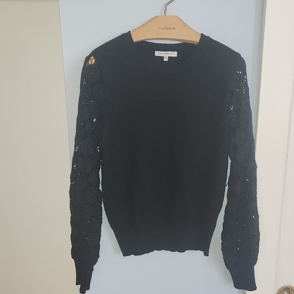 Sweater With Lace Sleeves